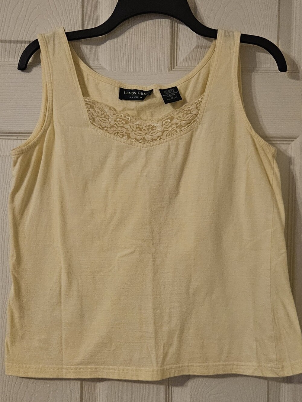 Lemon Grass Studio Pale Yellow Lace-Trim Tank